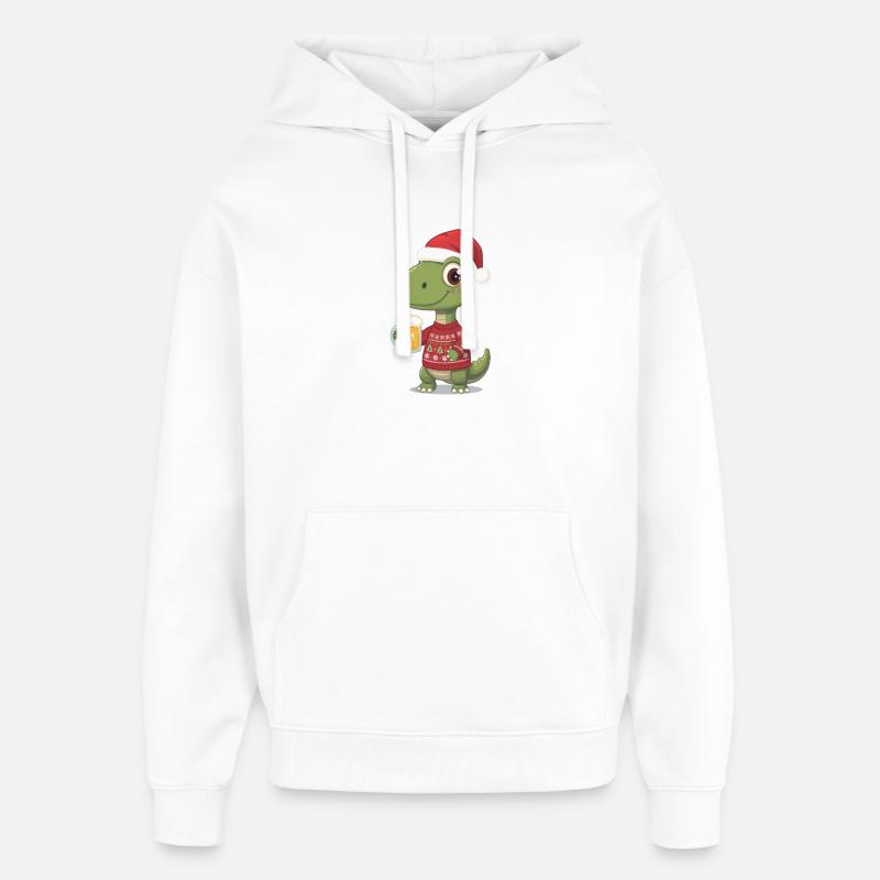 Dino Noël Pull Festif - Sweat à capuche unisexe Stanley/Stella Oversized - blanc