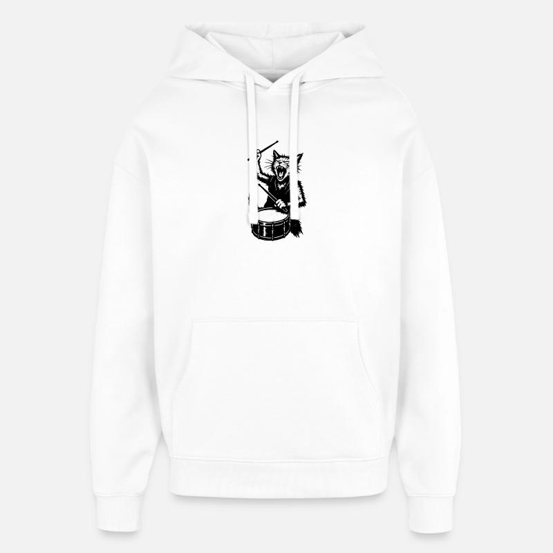Batteur chat au rythme - Sweat à capuche unisexe Stanley/Stella Oversized - blanc