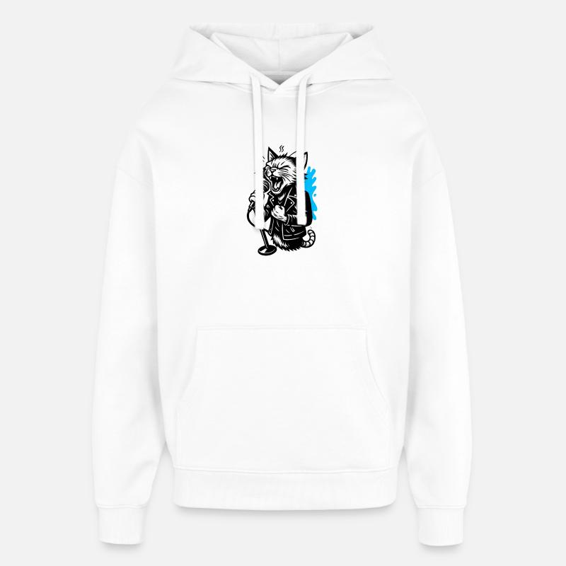 Chanteur chat avec micro - Sweat à capuche unisexe Stanley/Stella Oversized - blanc