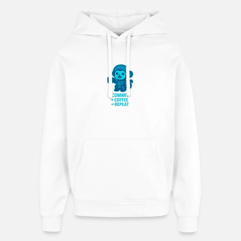 Rythme du café TechMonkey - Sweat à capuche unisexe Stanley/Stella Oversized - blanc