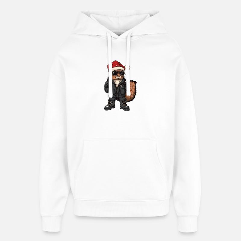 Écureuil Noël Hiver - Sweat à capuche unisexe Stanley/Stella Oversized - blanc