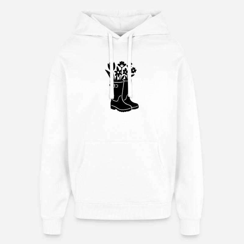 Bottes de printemps avec des fleurs - Sweat à capuche unisexe Stanley/Stella Oversized - blanc