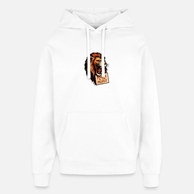 Slogan de l’affiche Löwenkraft - Sweat à capuche unisexe Stanley/Stella Oversized - blanc