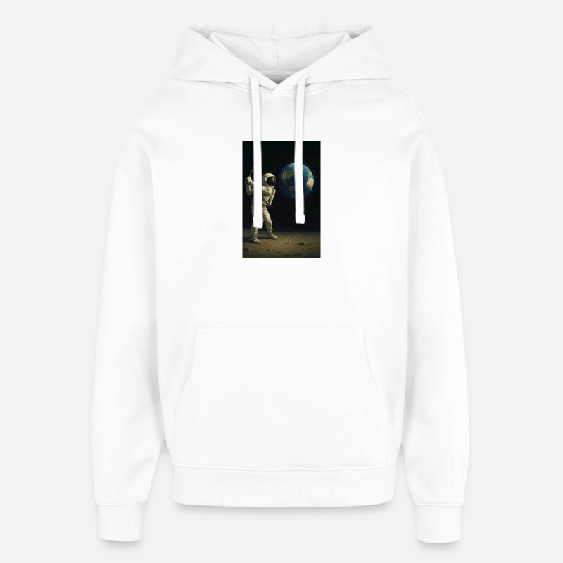 Astronaut Golf sur la Lune - Sweat à capuche unisexe Stanley/Stella Oversized - blanc