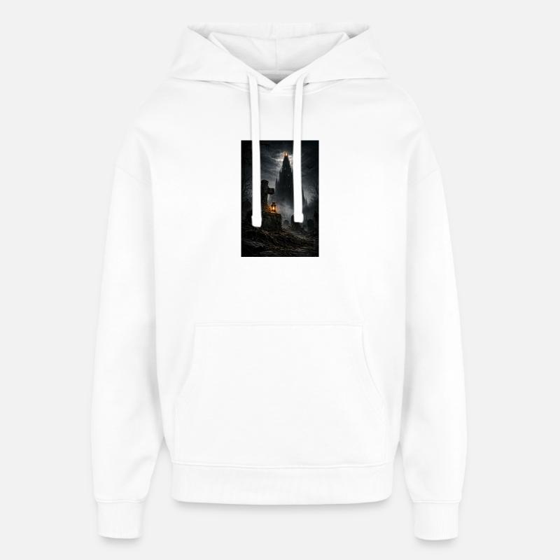 Château gothique dans le brouillard - Sweat à capuche unisexe Stanley/Stella Oversized - blanc