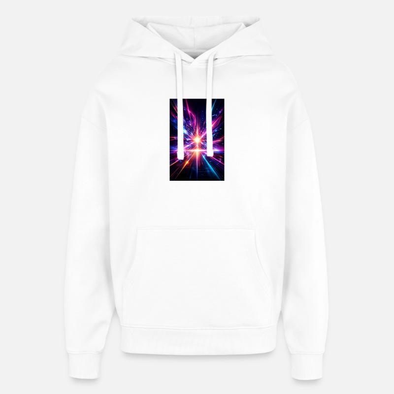 Neon Rays Explosion - Oversized Unisex Hoodie by Stanley/Stella - white