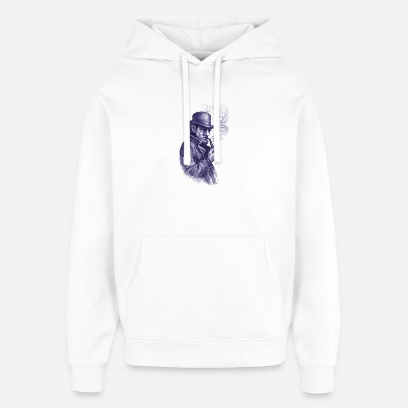 Détective fumeur de pipe dans l’ombre - Sweat à capuche unisexe Stanley/Stella Oversized - blanc