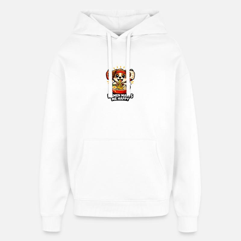 Le ramen me rend heureux - Sweat à capuche unisexe Stanley/Stella Oversized - blanc