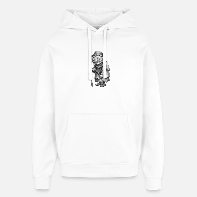 Alte Wanderin mit Stab | Omas Lumpen - Oversized Unisex Hoodie von Stanley/Stella - Weiß