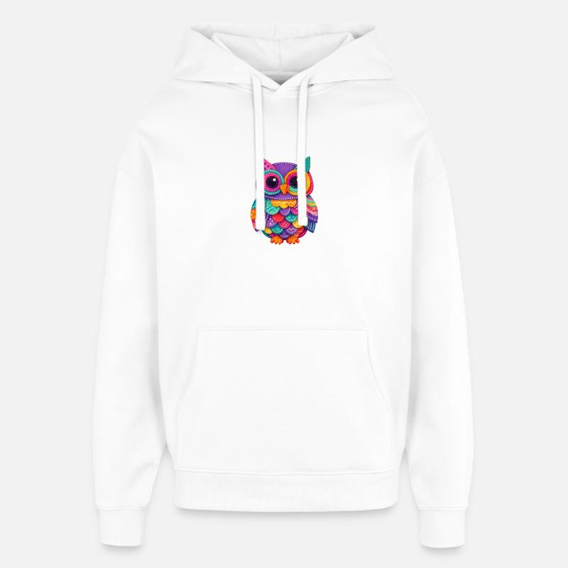Magie du Hibou en Patchwork - Sweat à capuche unisexe Stanley/Stella Oversized - blanc
