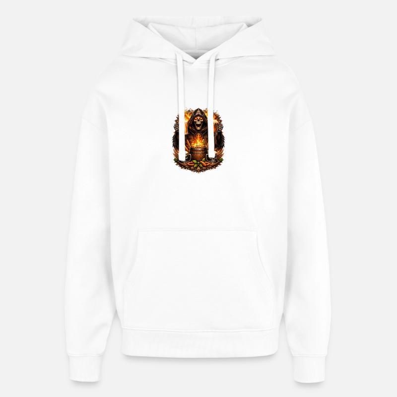 Faucheuse au tonneau de feu - Sweat à capuche unisexe Stanley/Stella Oversized - blanc