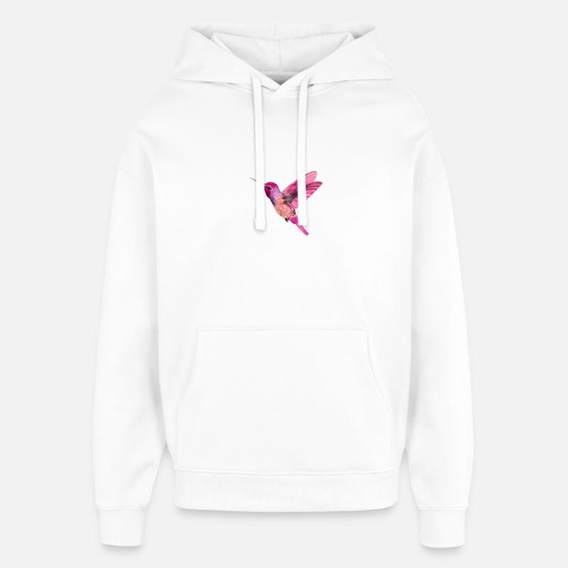 Imprimé nordique - Kolibri - Rose - Sweat à capuche unisexe Stanley/Stella Oversized - blanc