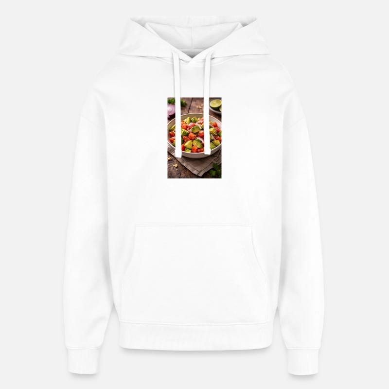 Salade d’avocat et de tomates - Sweat à capuche unisexe Stanley/Stella Oversized - blanc