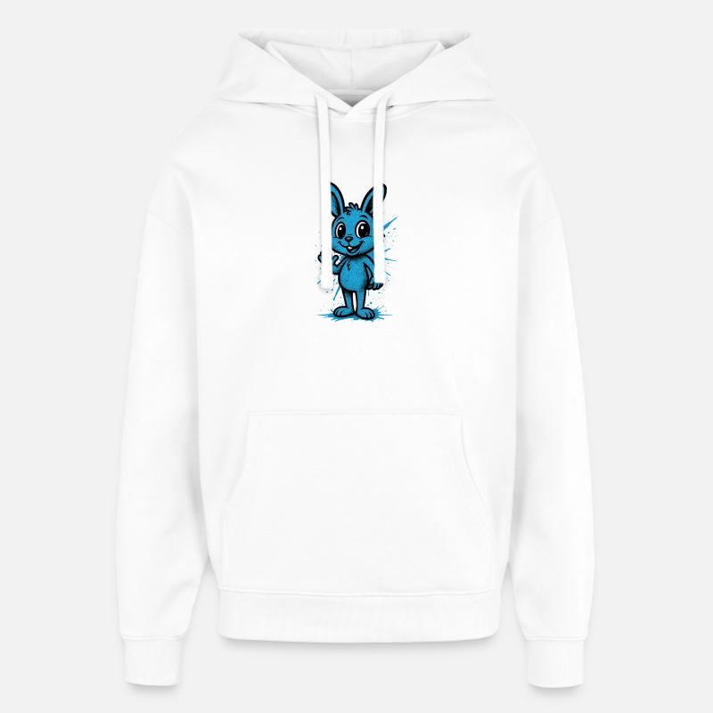 Graphique Blue Splash Bunny - Sweat à capuche unisexe Stanley/Stella Oversized - blanc
