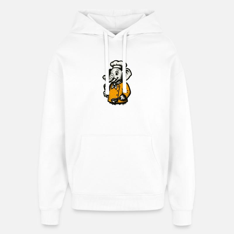 Cuisinier Chef Éléphant - Sweat à capuche unisexe Stanley/Stella Oversized - blanc