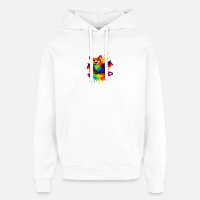 Éclaboussure de chauve-souris arc-en-ciel - Sweat à capuche unisexe Stanley/Stella Oversized - blanc