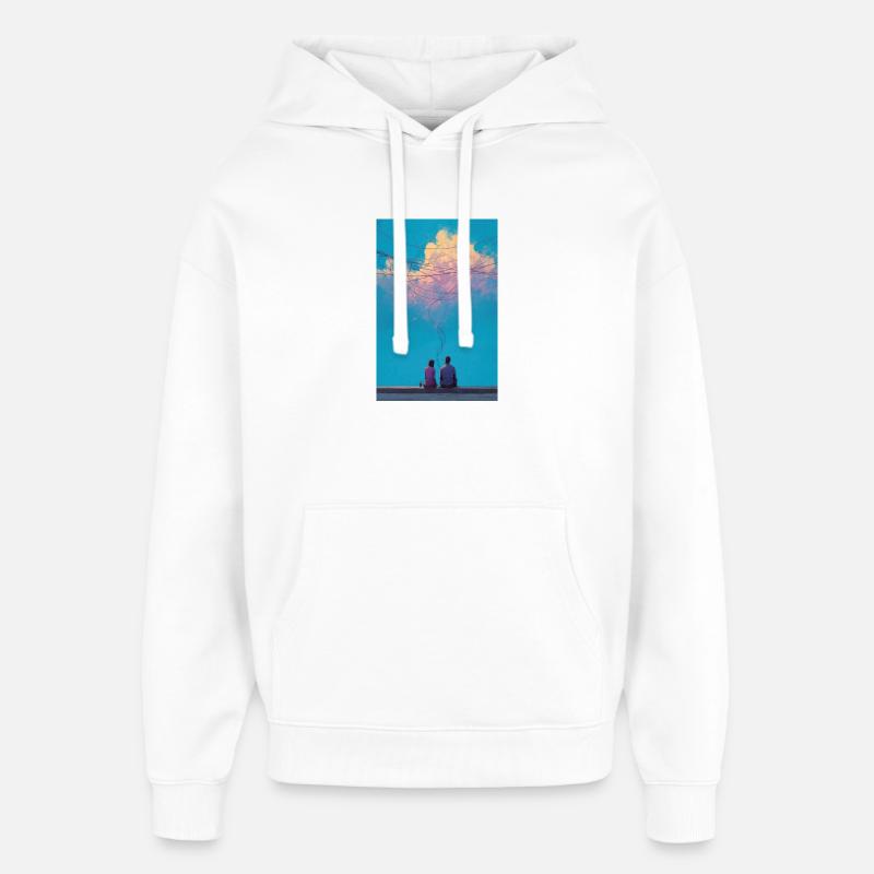 Fils du ciel et deux figures - Sweat à capuche unisexe Stanley/Stella Oversized - blanc