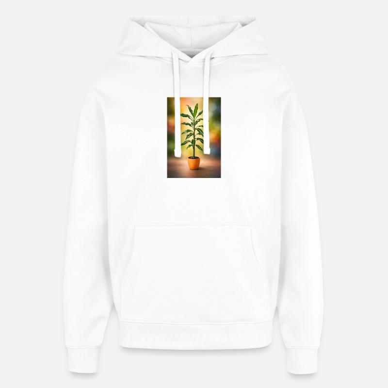 Élégance d’arbre en pot vert - Sweat à capuche unisexe Stanley/Stella Oversized - blanc