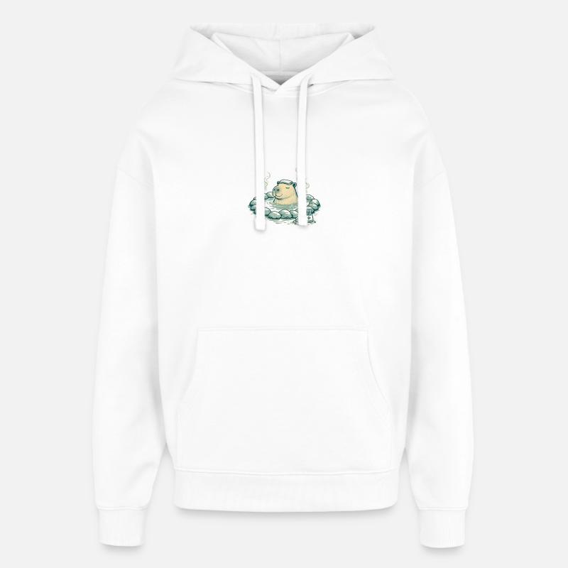 Capybara dans le bain de source - Sweat à capuche unisexe Stanley/Stella Oversized - blanc
