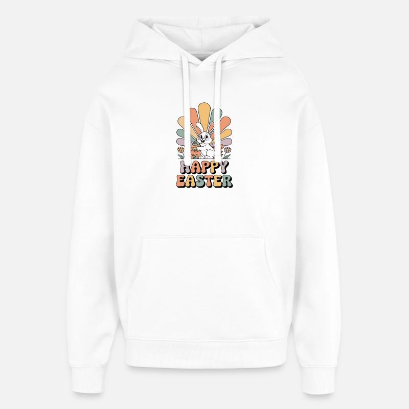 Pastel bunny in Easter rays - Oversized Unisex Hoodie by Stanley/Stella - white