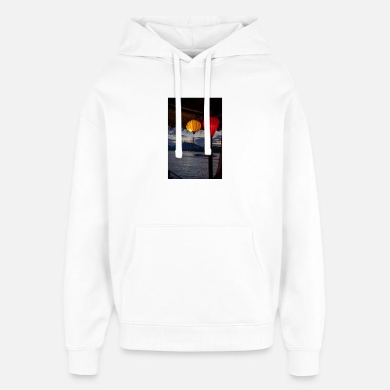 Lanternes du soir au-dessus de l’eau - Sweat à capuche unisexe Stanley/Stella Oversized - blanc