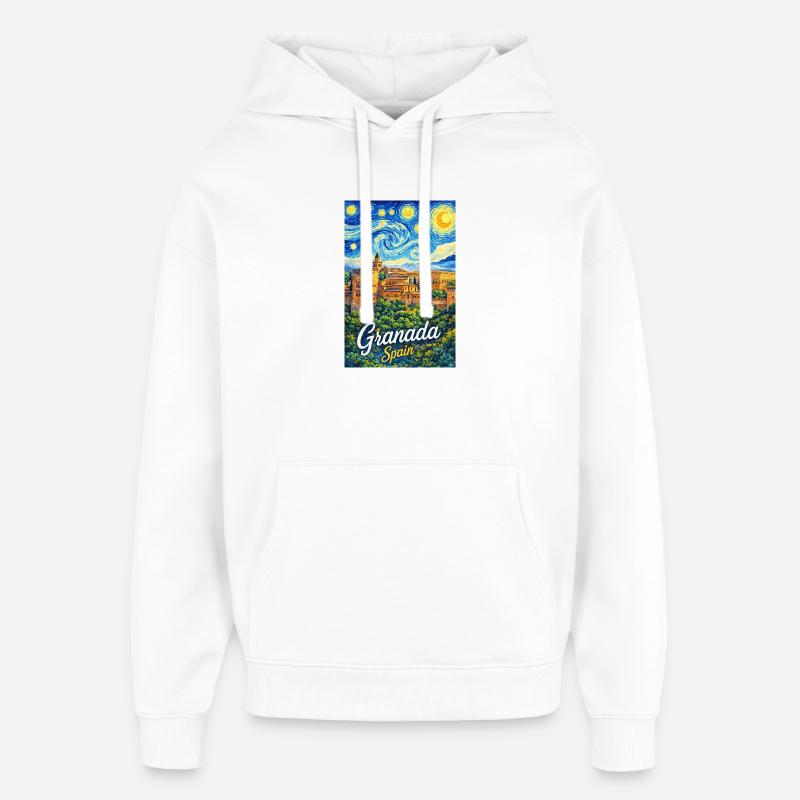 Grenade, Espagne - Sweat à capuche unisexe Stanley/Stella Oversized - blanc