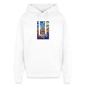 Prato, Italien. - Oversized Unisex Hoodie von Stanley/Stella - Weiß - Vorne - AI Model Female 172 light (172cm) & AI Model Male 185 light (185cm)