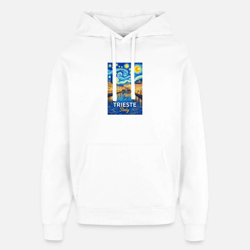 Trieste, Italie. - Sweat à capuche unisexe Stanley/Stella Oversized - blanc