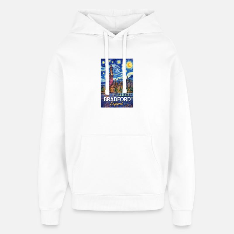 Bradford, Angleterre - Sweat à capuche unisexe Stanley/Stella Oversized - blanc