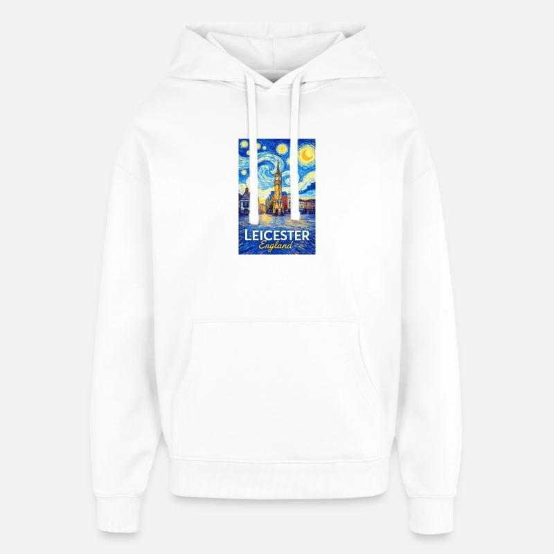 Leicester, Angleterre - Sweat à capuche unisexe Stanley/Stella Oversized - blanc