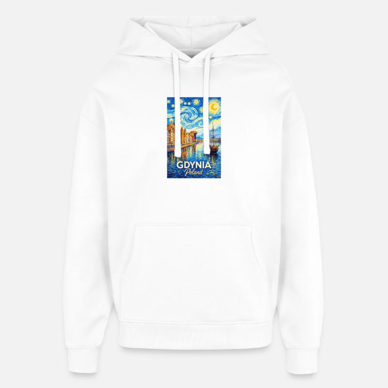 Gdynia, Pologne - Sweat à capuche unisexe Stanley/Stella Oversized - blanc