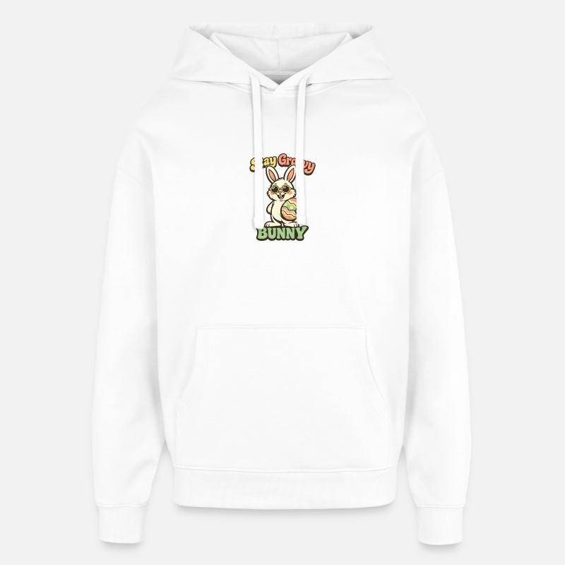 Stay Groovy Bunny Easter Easter Bunny - Oversized Unisex Hoodie by Stanley/Stella - white