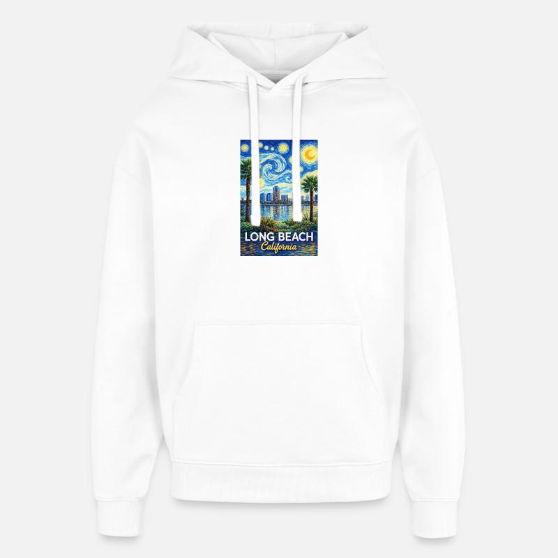 Long Beach, Californie - Sweat à capuche unisexe Stanley/Stella Oversized - blanc