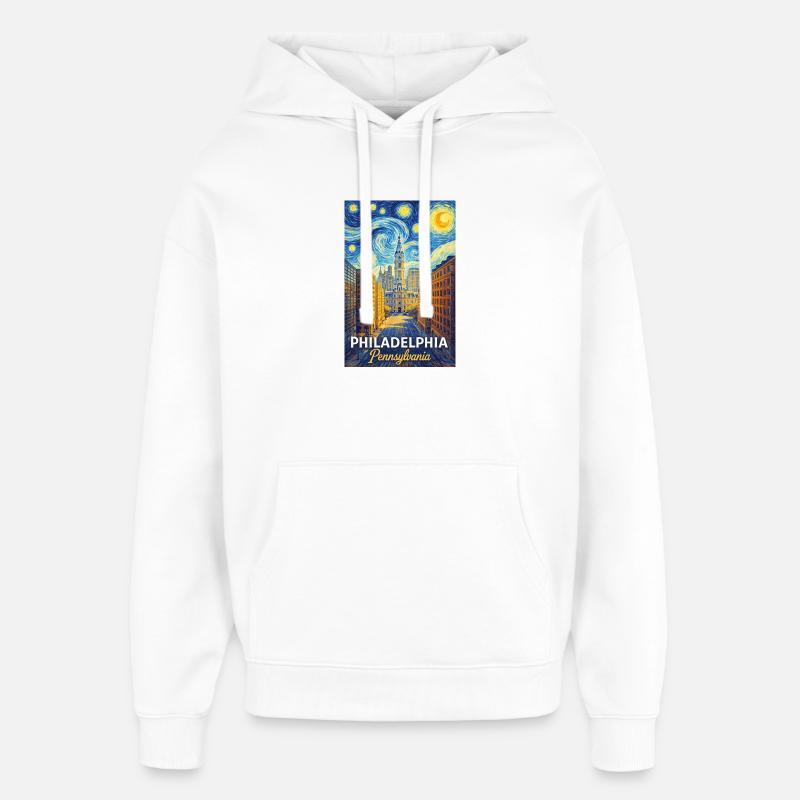 Philadelphie, Pennsylvanie - Sweat à capuche unisexe Stanley/Stella Oversized - blanc