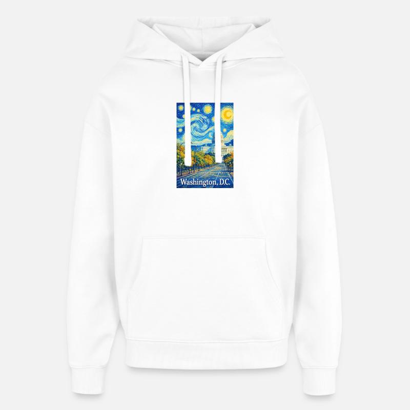 Washington, D.C. - Sweat à capuche unisexe Stanley/Stella Oversized - blanc