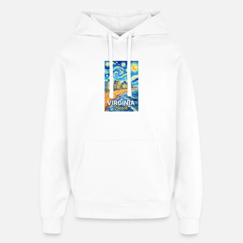 Plage de Virginie - Sweat à capuche unisexe Stanley/Stella Oversized - blanc