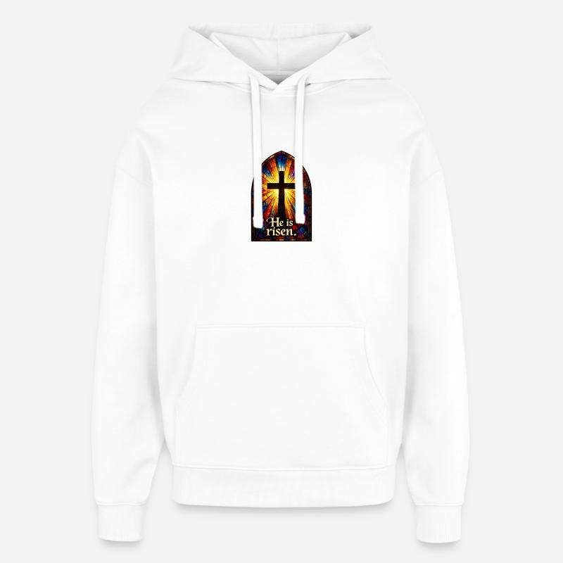 Resurrection He is Risen Easter Jesus - Oversized Unisex Hoodie by Stanley/Stella - white