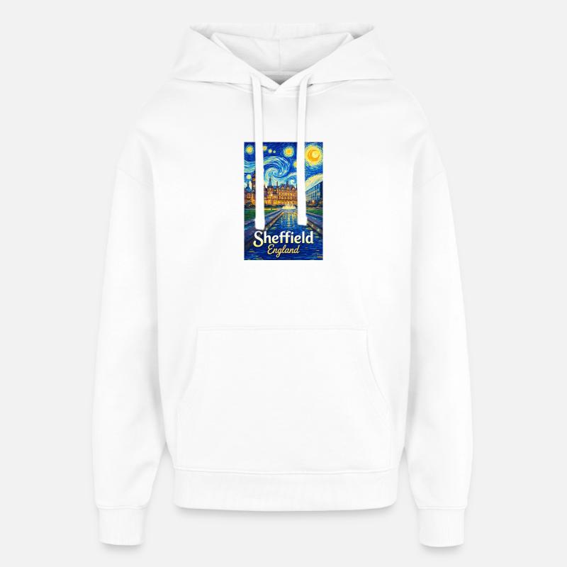 Sheffield, Angleterre, Nuit étoilée - Sweat à capuche unisexe Stanley/Stella Oversized - blanc