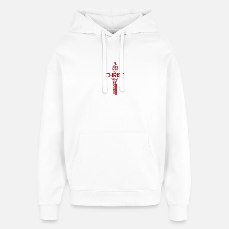  Foi et force en Christ - Sweat à capuche unisexe Stanley/Stella Oversized - blanc