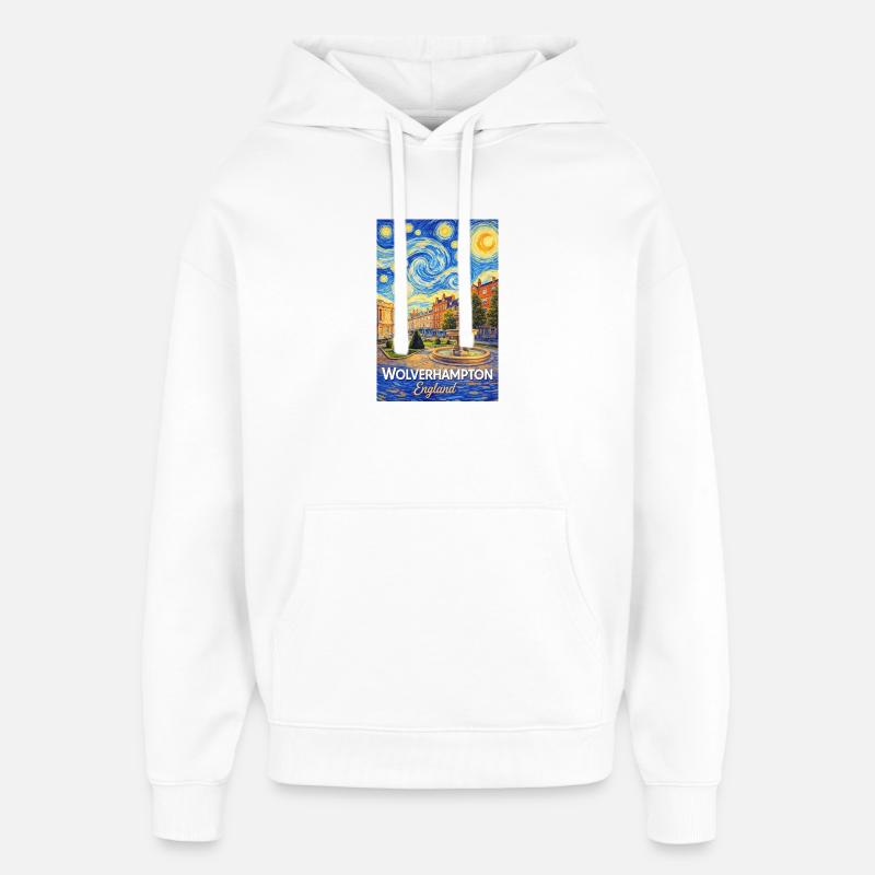 Wolverhampton, Angleterre, Nuit étoilée - Sweat à capuche unisexe Stanley/Stella Oversized - blanc