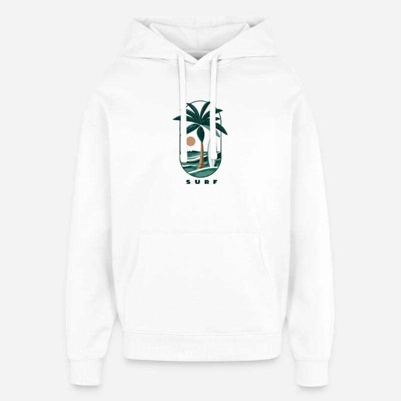 Palmier de surf et plage - Sweat à capuche unisexe Stanley/Stella Oversized - blanc