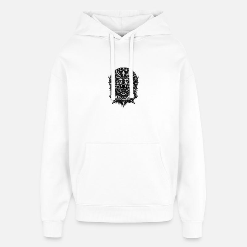 Blason runique de l’Alpha Wolf - Sweat à capuche unisexe Stanley/Stella Oversized - blanc