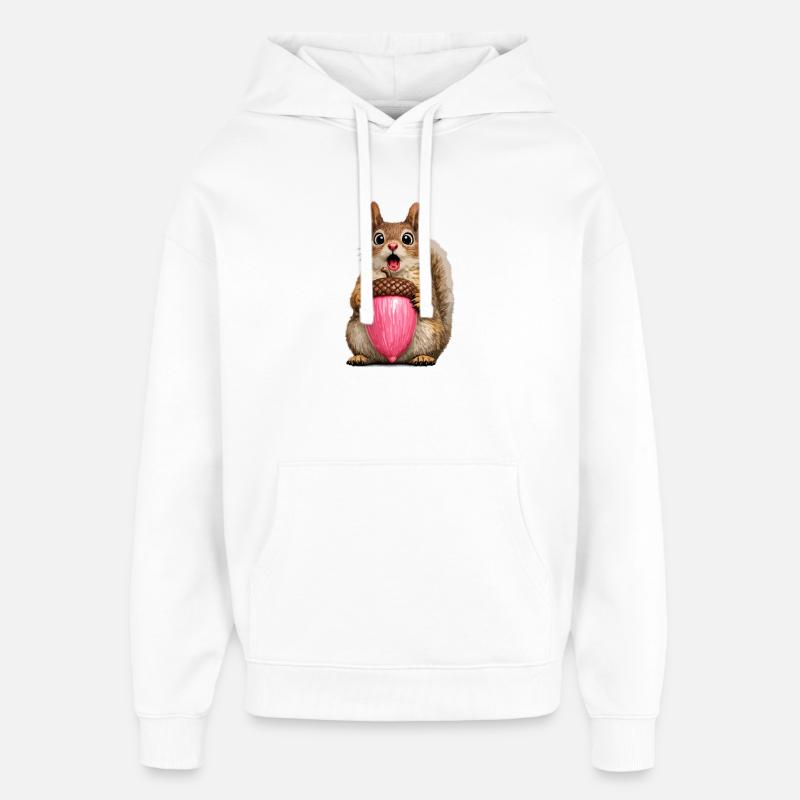 Eichhörnchen mit rosa Eichel - Oversized Unisex Hoodie von Stanley/Stella - Weiß