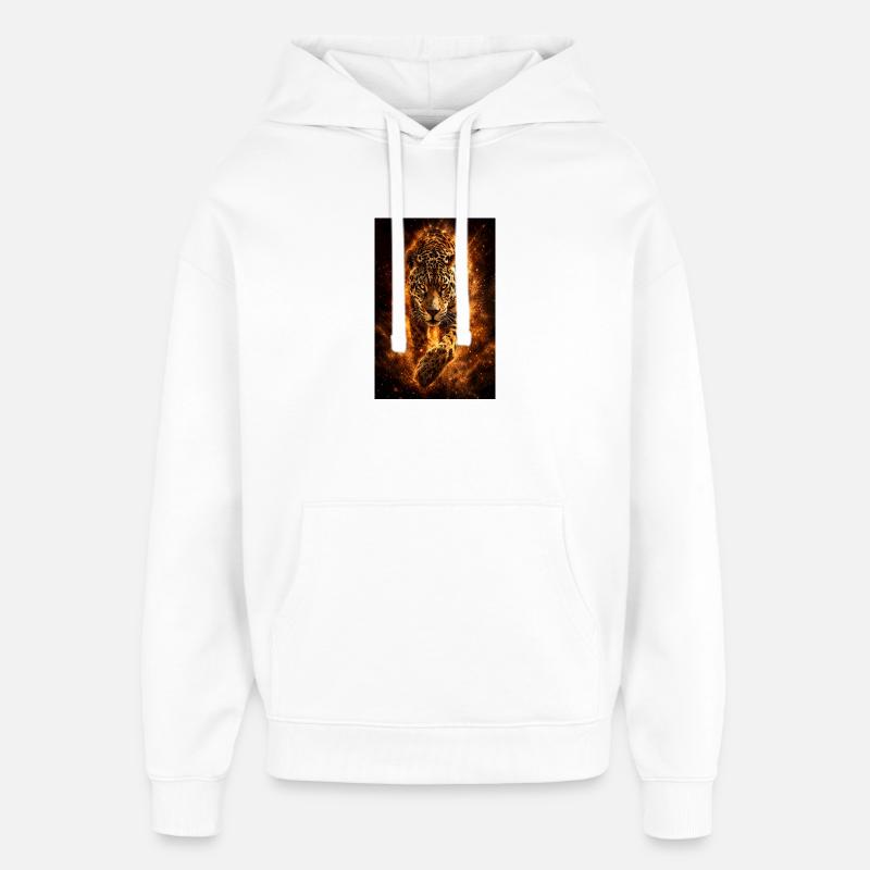 Incendie du léopard - Sweat à capuche unisexe Stanley/Stella Oversized - blanc