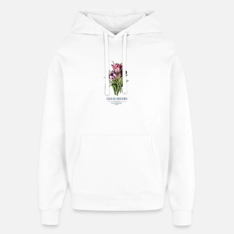 Tulip Bloom Fleurs de Printemps - Oversized Unisex Hoodie by Stanley/Stella - white