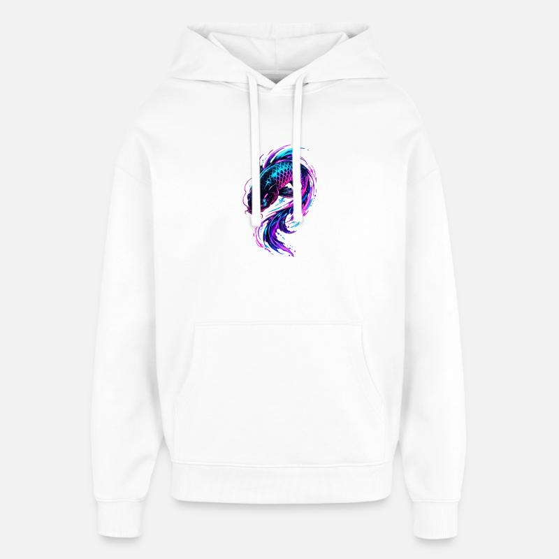 Flux de Koi Néon - Sweat à capuche unisexe Stanley/Stella Oversized - blanc
