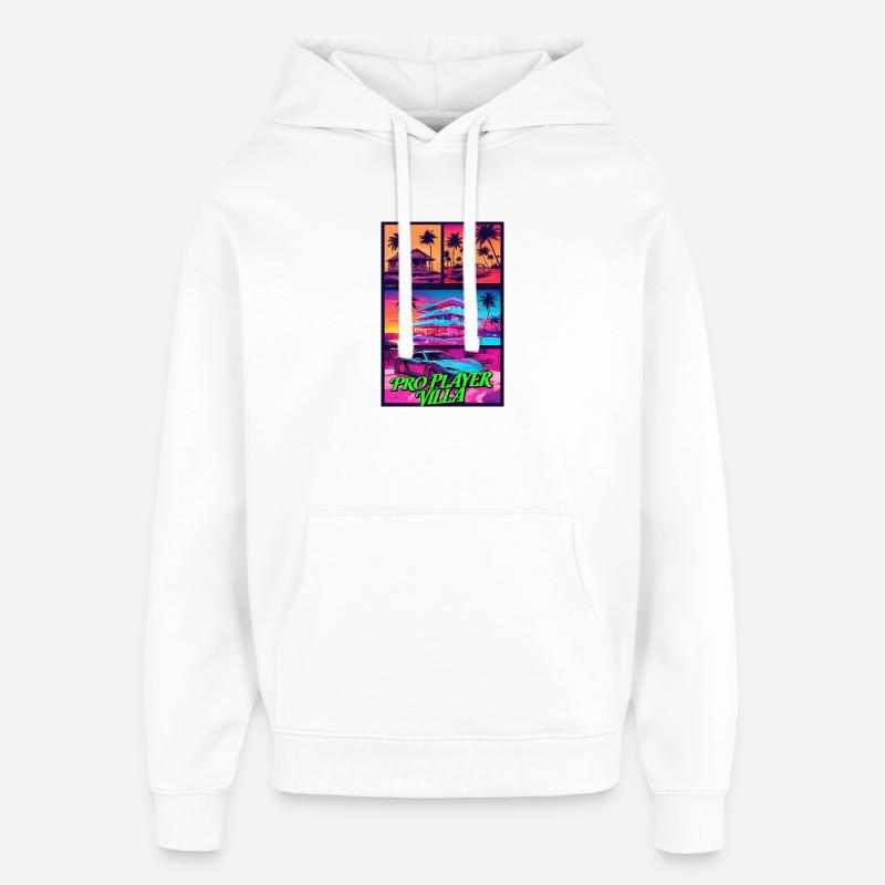 PROFISPIELER VILLA - Neon Synthwave Gaming Art - Oversized Unisex Hoodie von Stanley/Stella - Weiß