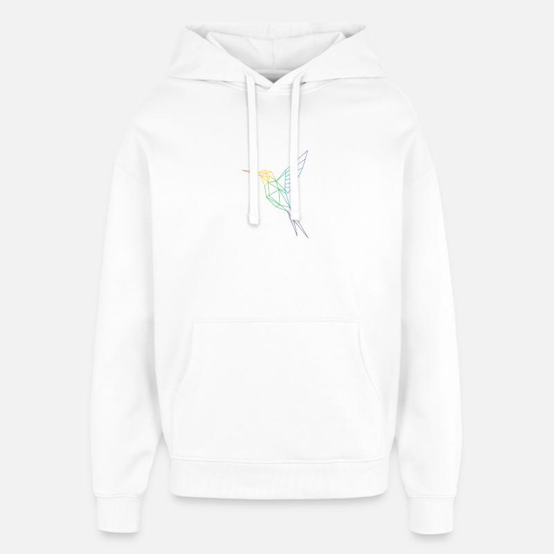 Colibri arc-en-ciel géométrique - Sweat à capuche unisexe Stanley/Stella Oversized - blanc