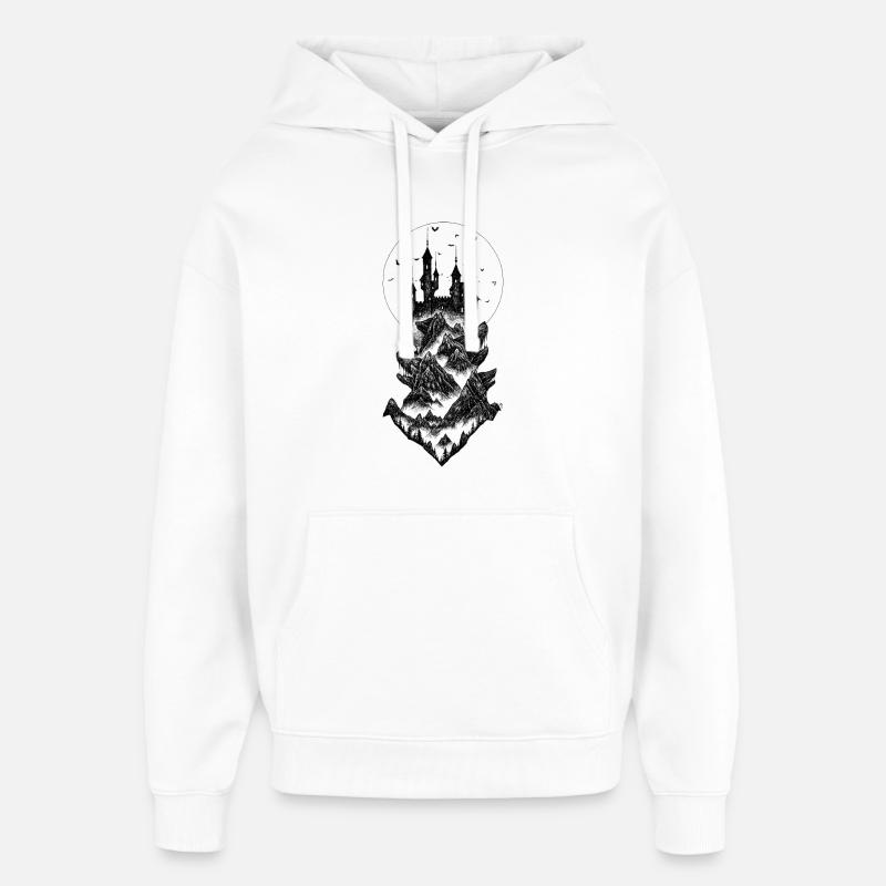Château de Dracula - noir - Sweat à capuche unisexe Stanley/Stella Oversized - blanc