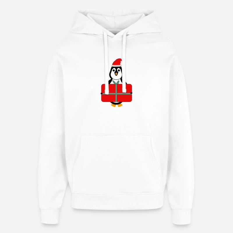 Pingouin avec cadeau - Noël - Sweat à capuche unisexe Stanley/Stella Oversized - blanc